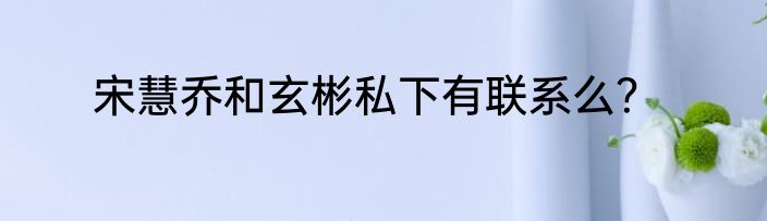 宋慧乔和玄彬私下有联系么？