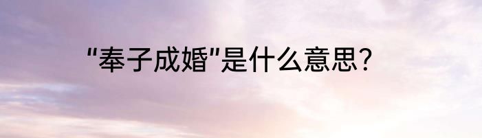 “奉子成婚”是什么意思？