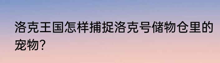 洛克王国怎样捕捉洛克号储物仓里的宠物？