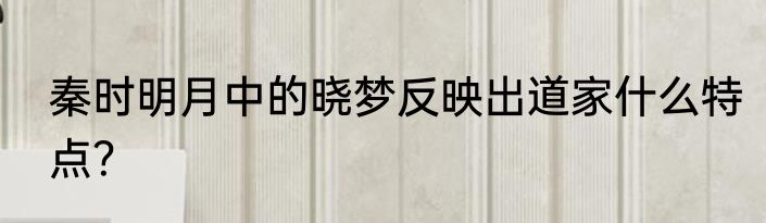 秦时明月中的晓梦反映出道家什么特点？