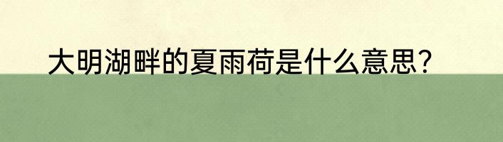 大明湖畔的夏雨荷是什么意思？
