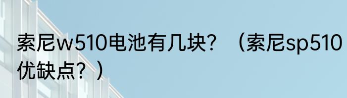 索尼w510电池有几块？（索尼sp510优缺点？）