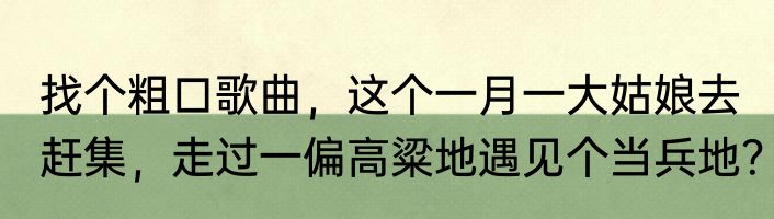 找个粗口歌曲，这个一月一大姑娘去赶集，走过一偏高粱地遇见个当兵地？