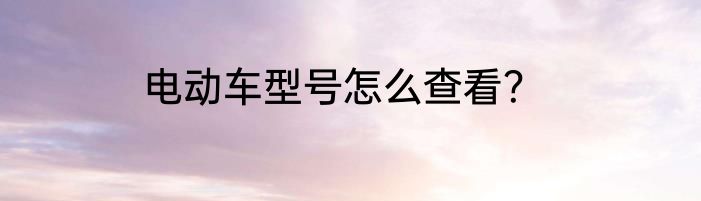 电动车型号怎么查看？