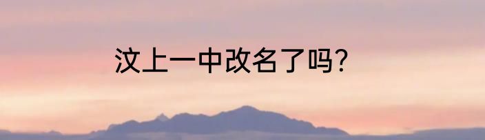 汶上一中改名了吗？