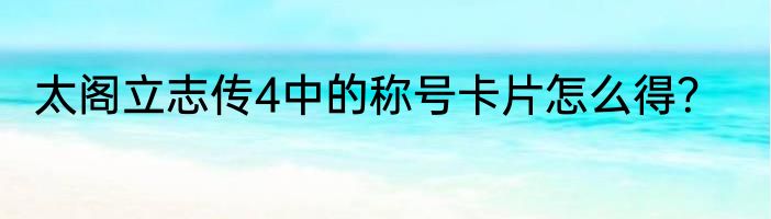 太阁立志传4中的称号卡片怎么得？