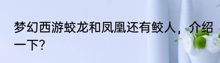 梦幻西游蛟龙和凤凰还有鲛人，介绍一下？