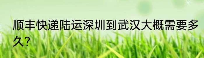 顺丰快递陆运深圳到武汉大概需要多久？
