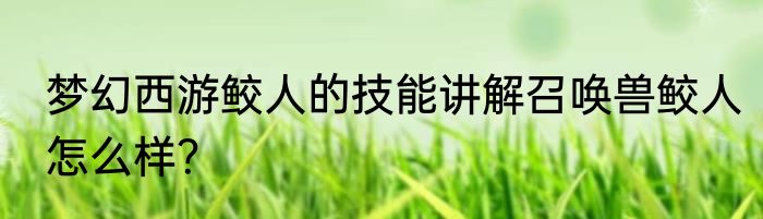 梦幻西游鲛人的技能讲解召唤兽鲛人怎么样？
