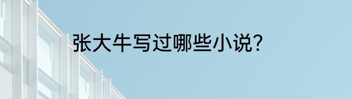 张大牛写过哪些小说？