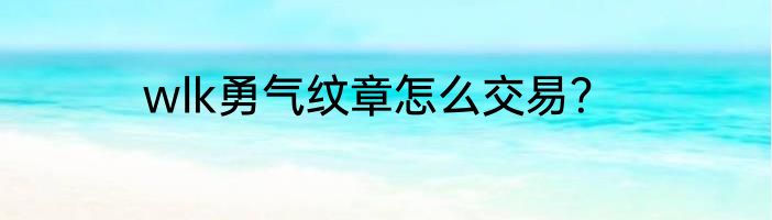 wlk勇气纹章怎么交易？