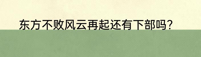 东方不败风云再起还有下部吗？