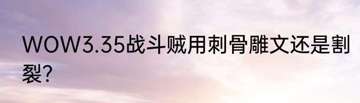 WOW3.35战斗贼用刺骨雕文还是割裂？