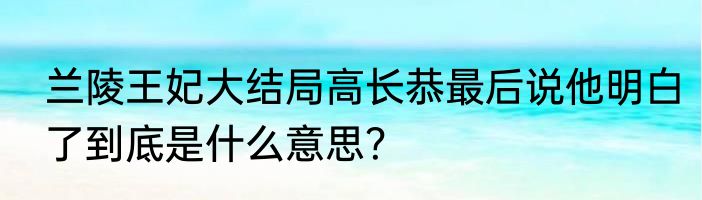 兰陵王妃大结局高长恭最后说他明白了到底是什么意思？