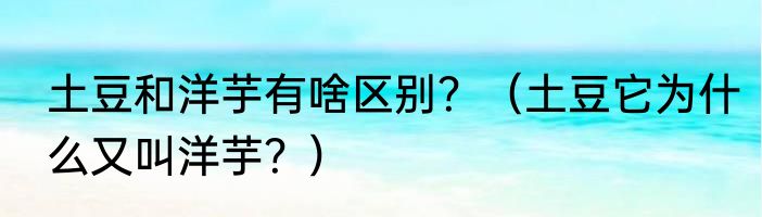 土豆和洋芋有啥区别？（土豆它为什么又叫洋芋？）