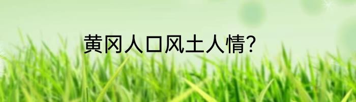黄冈人口风土人情？