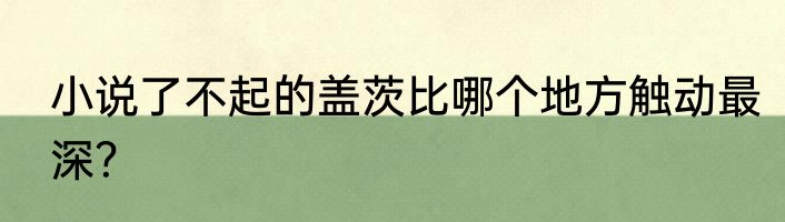 小说了不起的盖茨比哪个地方触动最深？