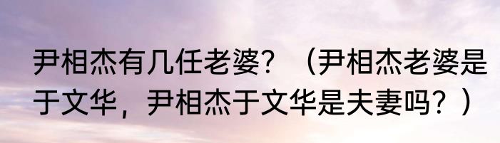 尹相杰有几任老婆？（尹相杰老婆是于文华，尹相杰于文华是夫妻吗？）