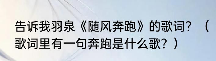 告诉我羽泉《随风奔跑》的歌词？（歌词里有一句奔跑是什么歌？）