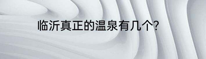 临沂真正的温泉有几个？