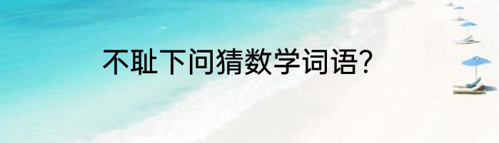 不耻下问猜数学词语？
