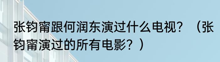 张钧甯跟何润东演过什么电视？（张钧甯演过的所有电影？）