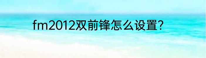 fm2012双前锋怎么设置？