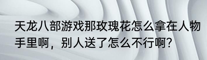 天龙八部游戏那玫瑰花怎么拿在人物手里啊，别人送了怎么不行啊？