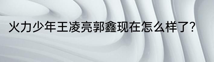 火力少年王凌亮郭鑫现在怎么样了？