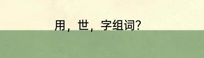 用，世，字组词？