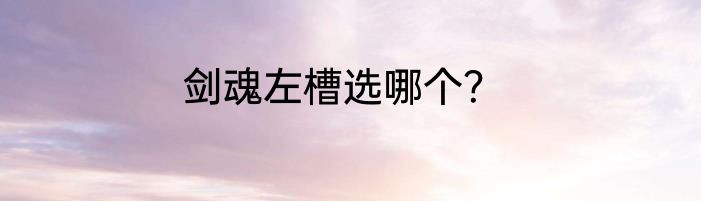 剑魂左槽选哪个？