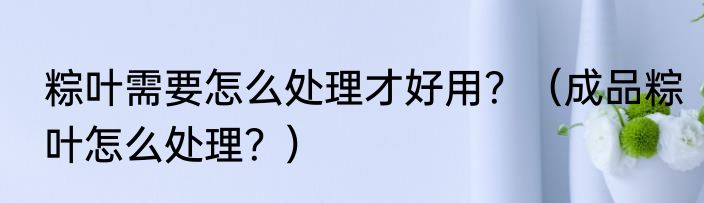 粽叶需要怎么处理才好用？（成品粽叶怎么处理？）