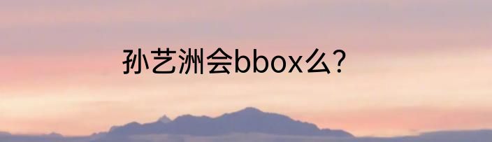孙艺洲会bbox么？