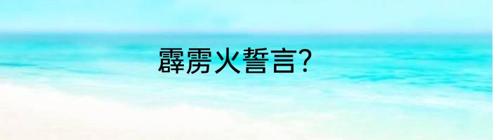 霹雳火誓言？
