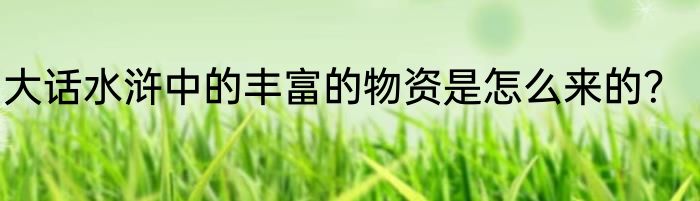 大话水浒中的丰富的物资是怎么来的？