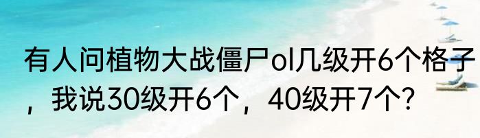 有人问植物大战僵尸ol几级开6个格子，我说30级开6个，40级开7个？