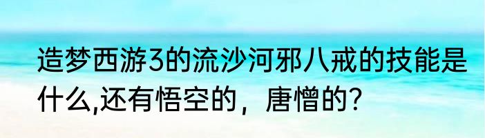 造梦西游3的流沙河邪八戒的技能是什么,还有悟空的，唐憎的？