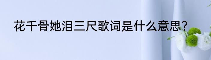 花千骨她泪三尺歌词是什么意思？