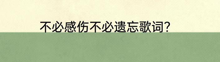 不必感伤不必遗忘歌词？