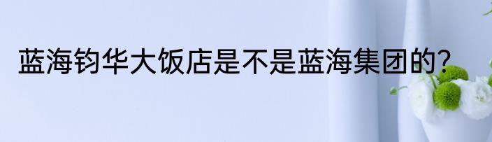 蓝海钧华大饭店是不是蓝海集团的？