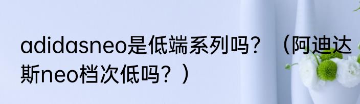 adidasneo是低端系列吗？（阿迪达斯neo档次低吗？）