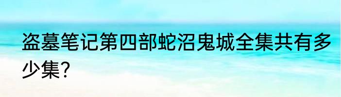 盗墓笔记第四部蛇沼鬼城全集共有多少集？