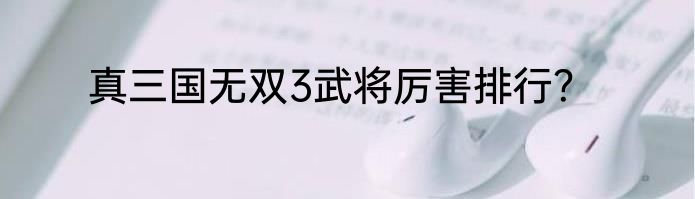 真三国无双3武将厉害排行？