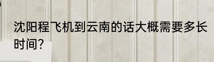 沈阳程飞机到云南的话大概需要多长时间？