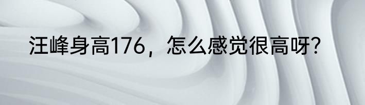 汪峰身高176，怎么感觉很高呀？
