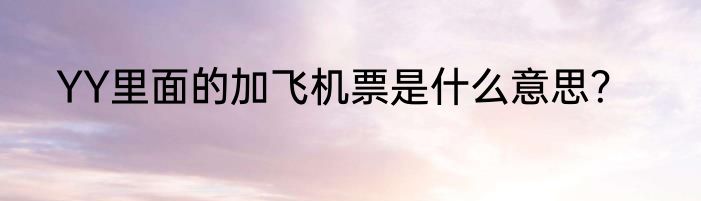 YY里面的加飞机票是什么意思？