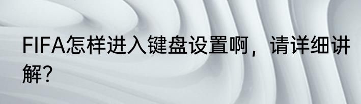 FIFA怎样进入键盘设置啊，请详细讲解？