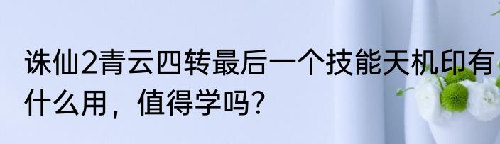 诛仙2青云四转最后一个技能天机印有什么用，值得学吗？