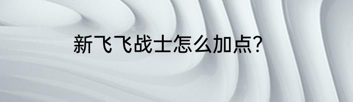 新飞飞战士怎么加点？