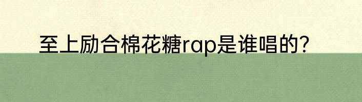至上励合棉花糖rap是谁唱的？